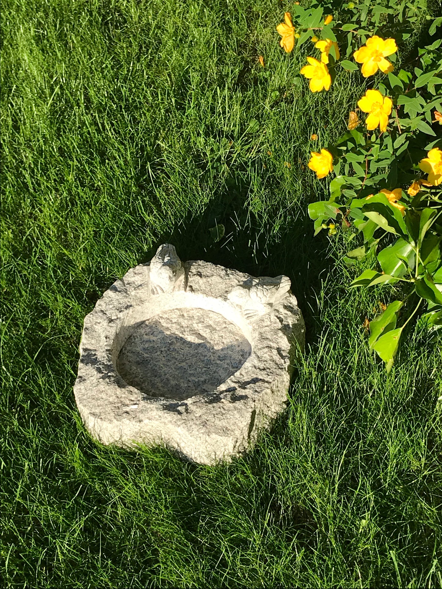 Vogeltränke aus massivem Granit