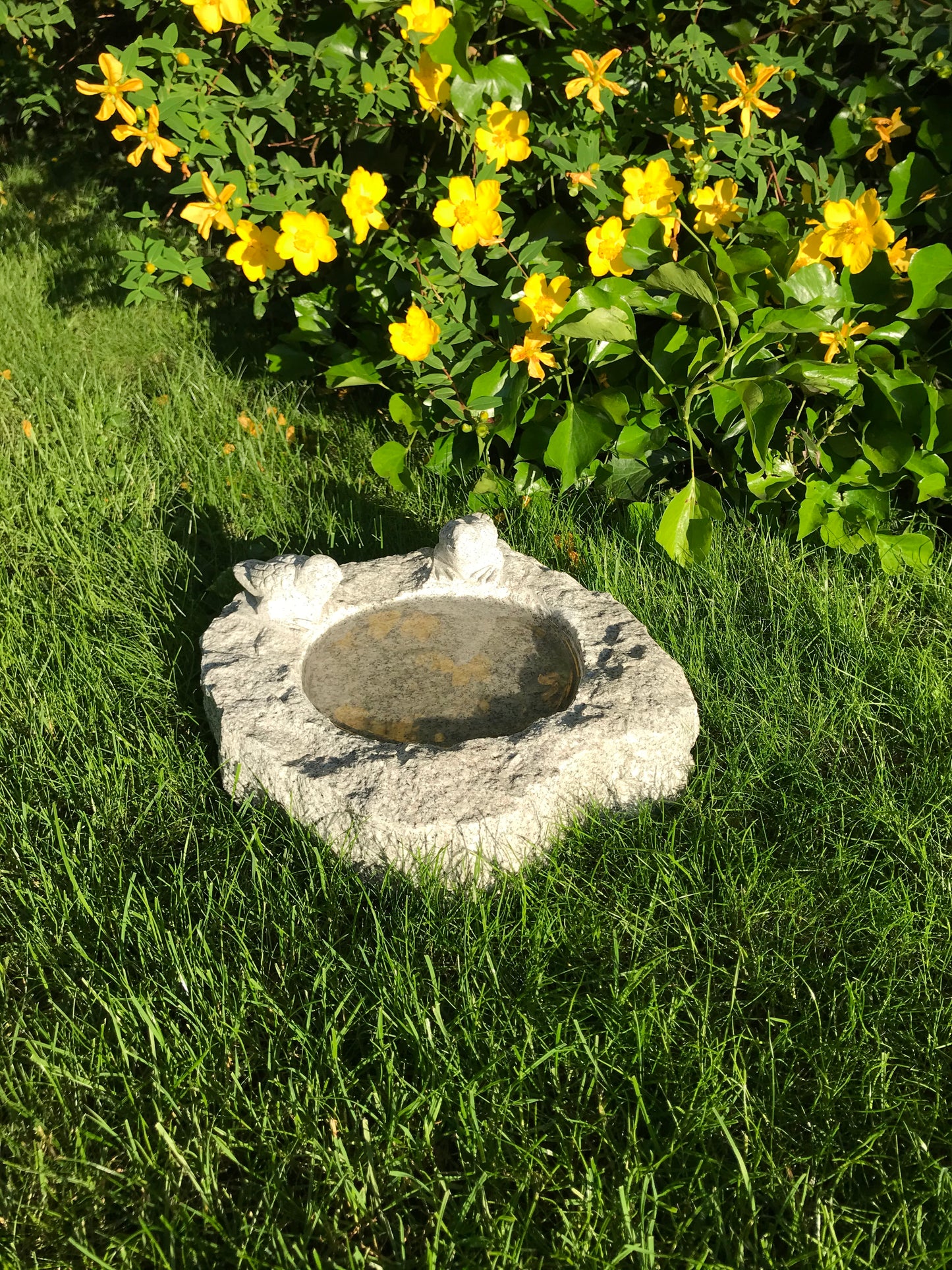 Vogeltränke aus massivem Granit
