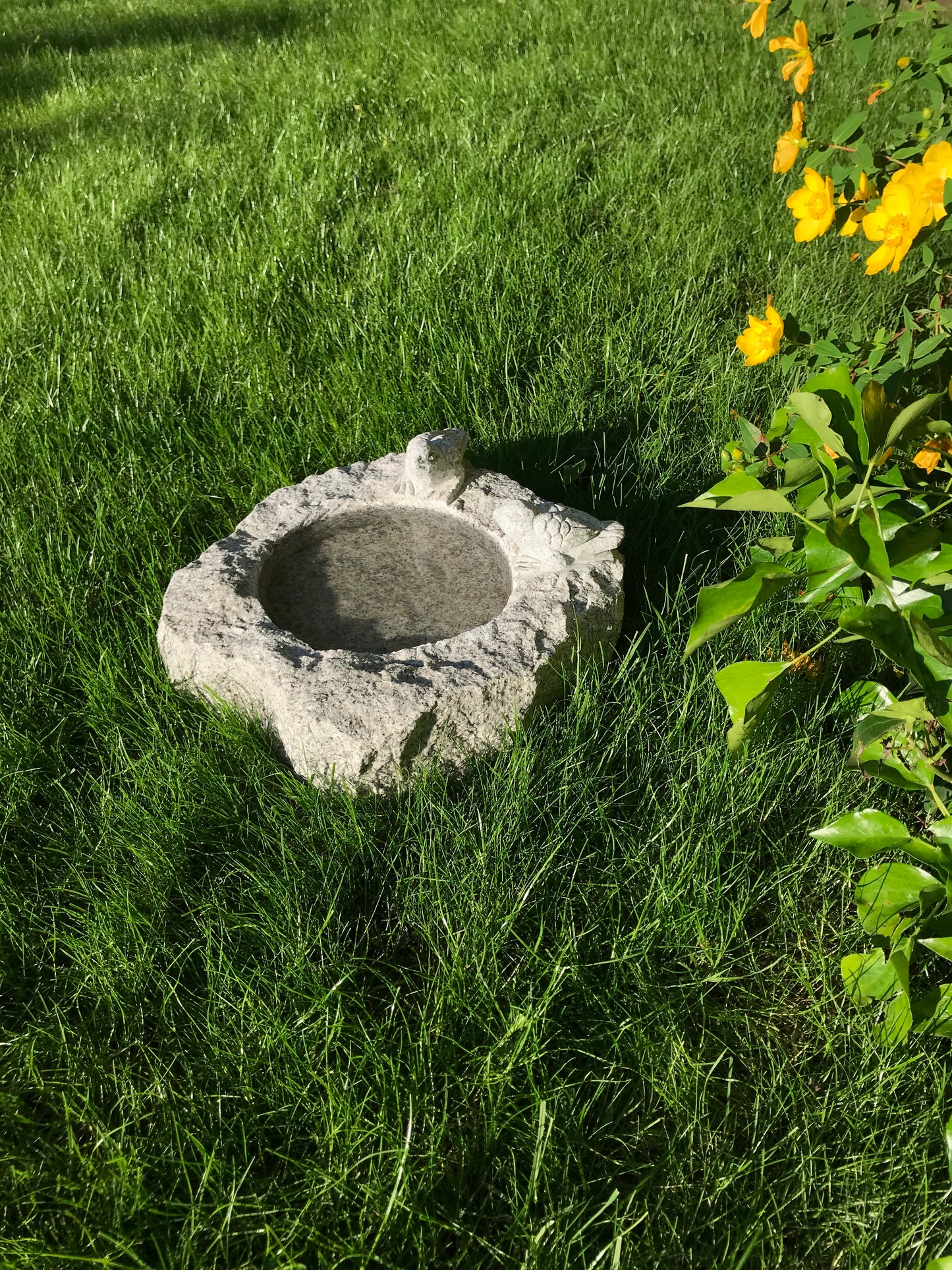 Vogeltränke aus massivem Granit